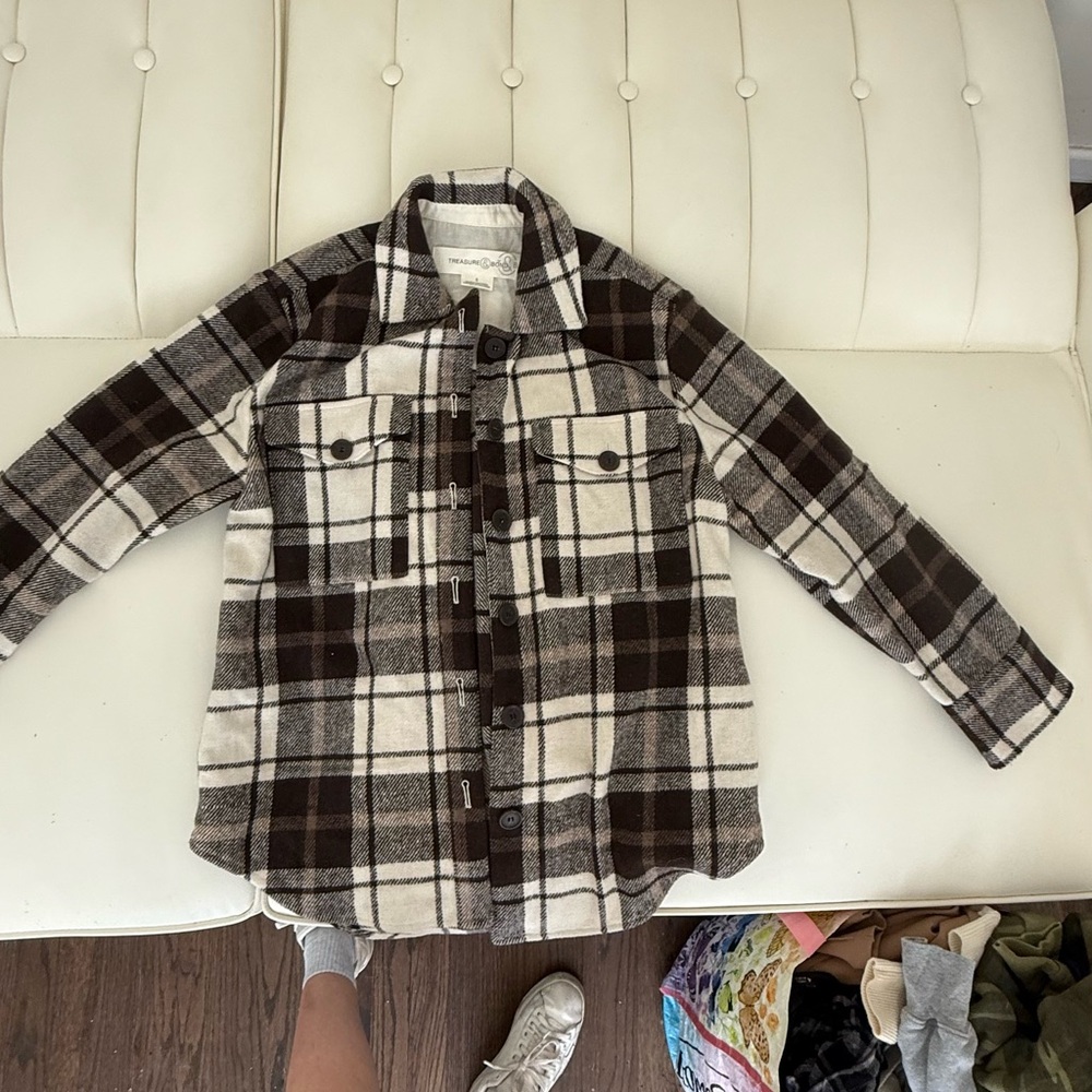 Treasure and Bond Shirt Jacket - Brown and White